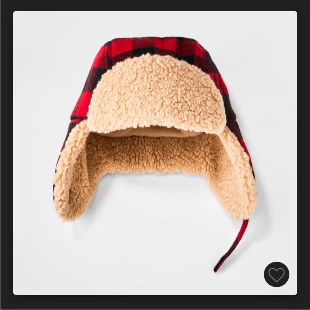 Plaid Red and Black Kids Trapper Hat